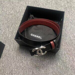 Chanel Black/Red Reversible Belt 85cm | 1.2in Wide